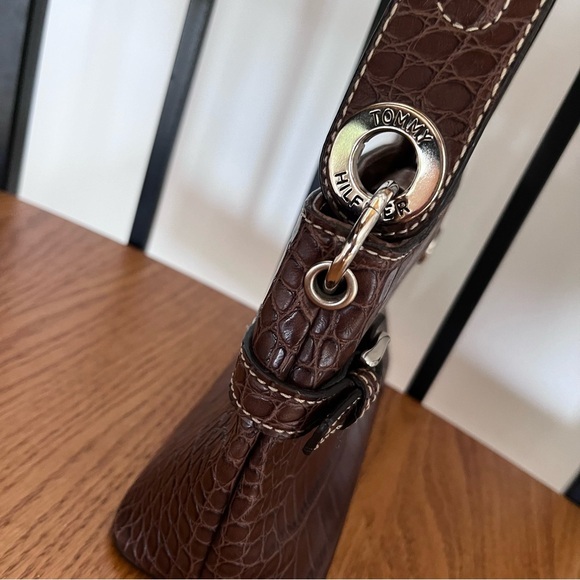 Vintage Tommy Hilifiger Brown Faux Croc Mini Shoulder Bag‎ - Picture 4 of 8